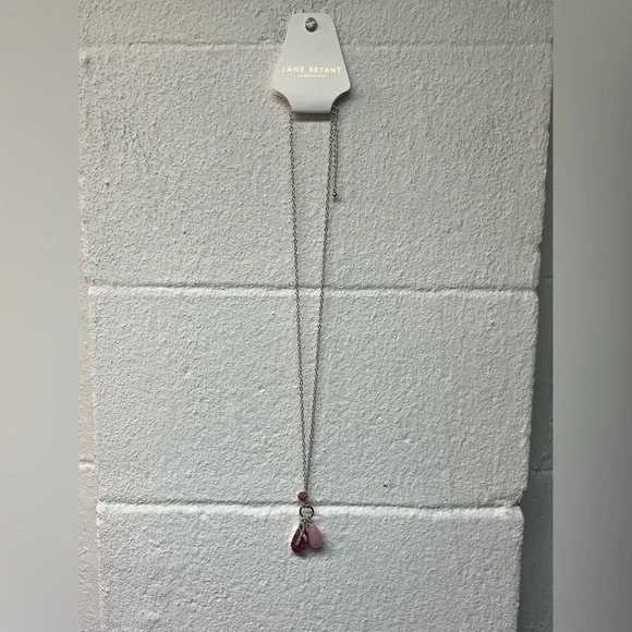 Elegant Pink and Silver Pendant Necklace by Lane Bryant - Picture 2 of 3